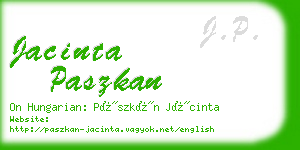 jacinta paszkan business card